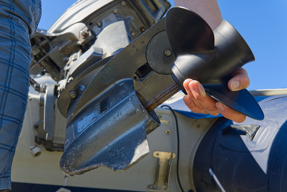 Outboard motor being serviced at Outlaw Marine and 4x4 Darwin